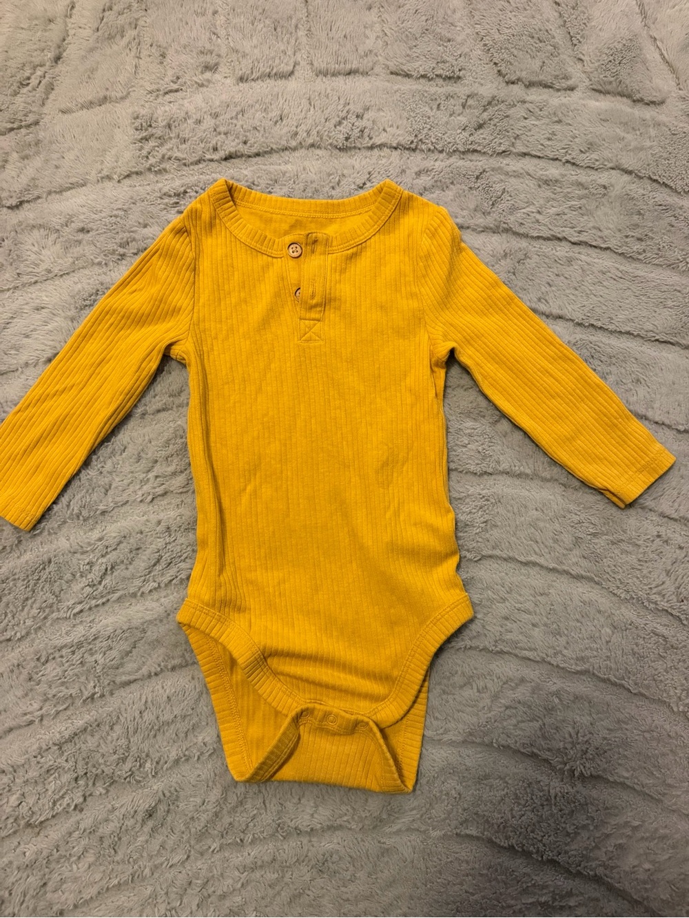 18 month Long-Sleeve Ribbed One-Piece Bodysuit in Mustard Yellow